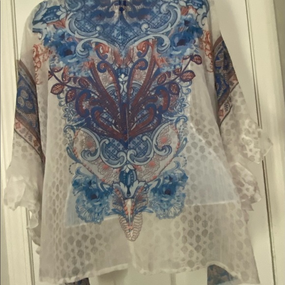 Style &Co Poncho Style V-Neck Blouse - Picture 3 of 4